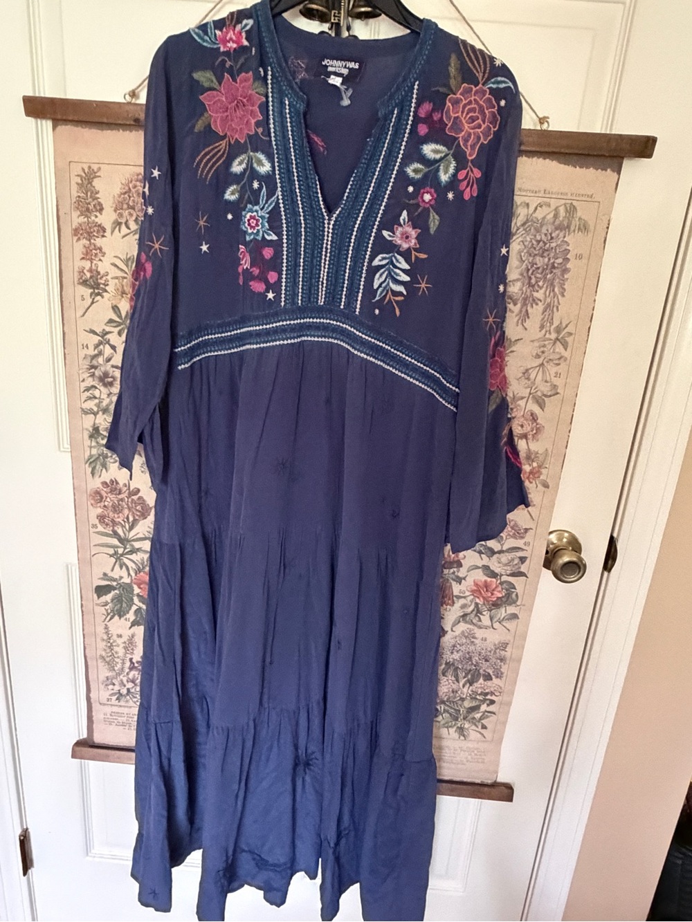 Silk Johnny Was maxi dress embroidered
